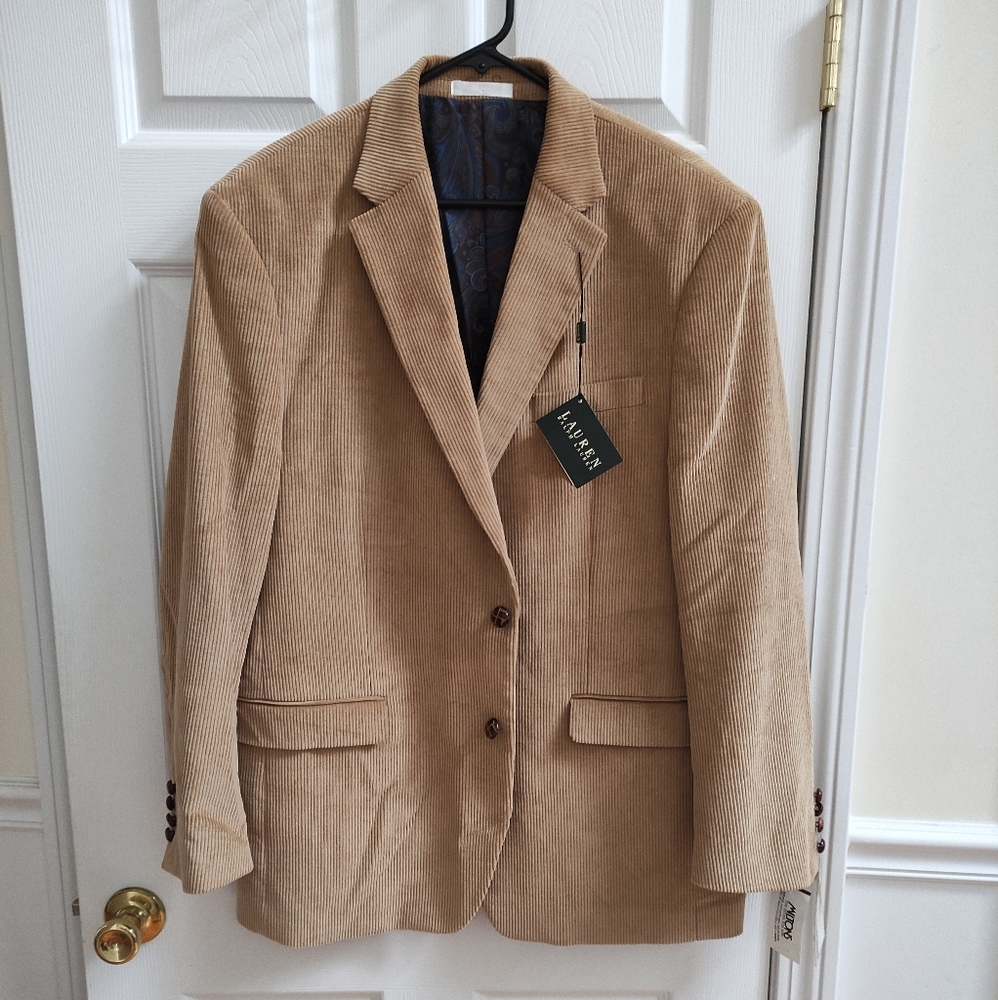 NWT Ralph Lauren sport blazer corduroy camel color men's 42R